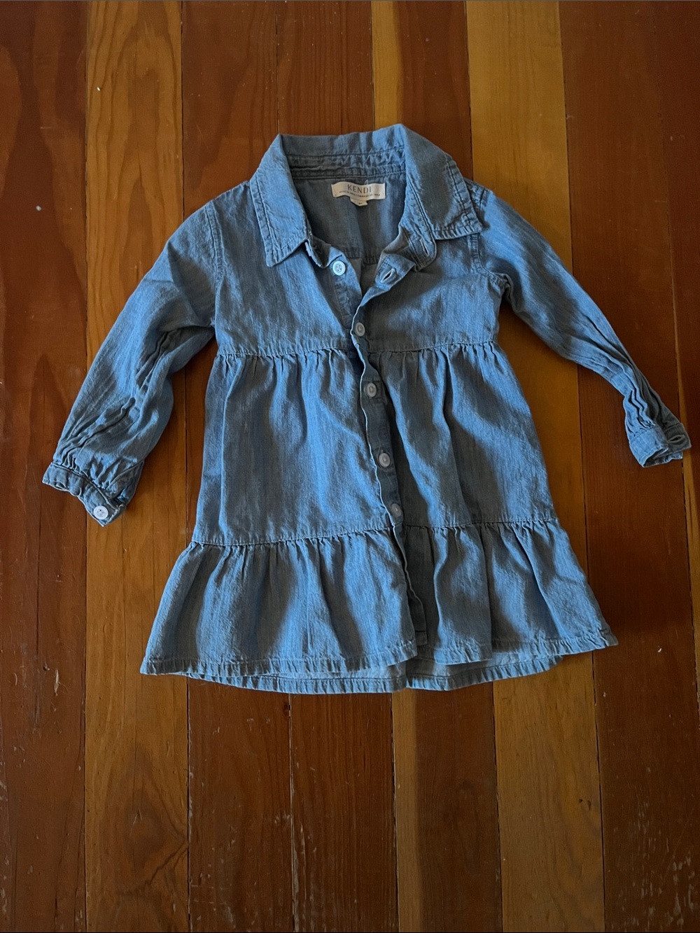 Kendi Girls Long-Sleeve Denim Dress - Blue